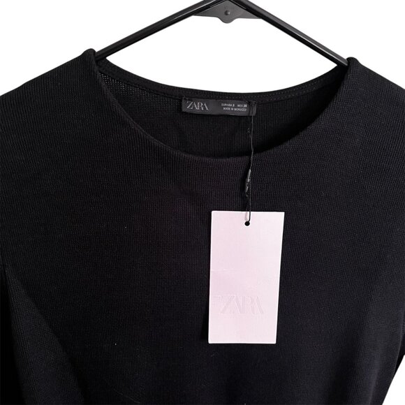 Zara Black Belted Long Sleeve Mini Dress Chic & Sustainable Minimalist Sz Small - Picture 4 of 10